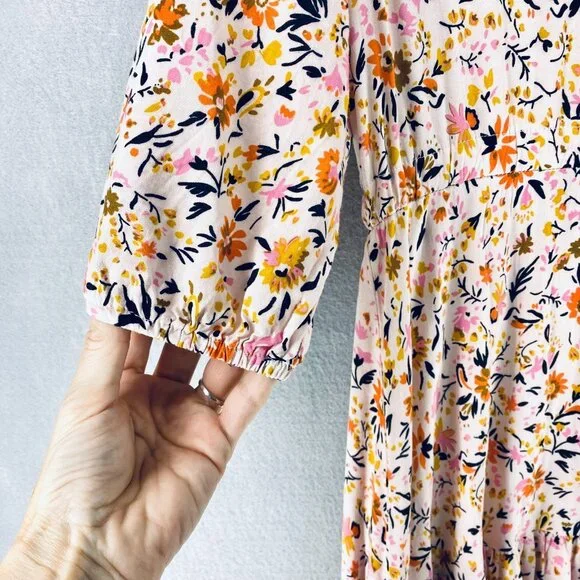 Petal Pup Cottagecore Dress Womens M Multicolor Micro Floral Tired Ruffle Maxi - Picture 4 of 16